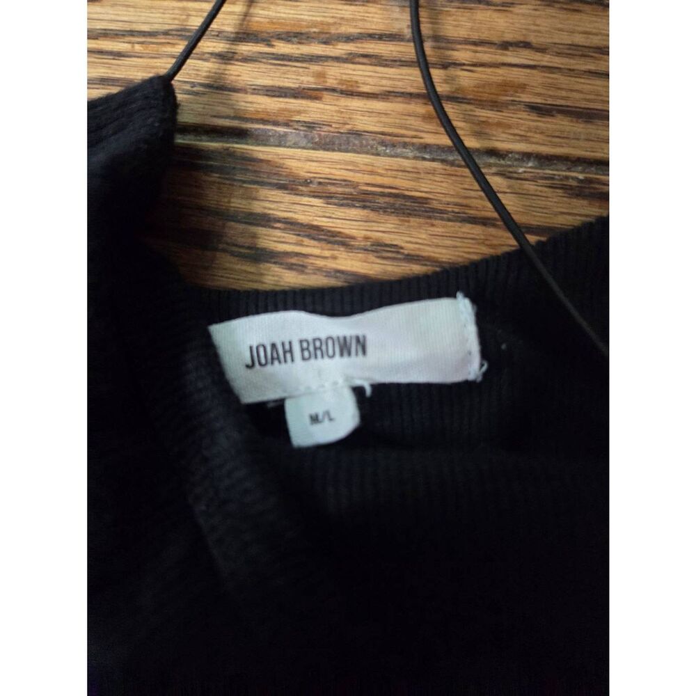 Joah Brown Strappy Slit Dress Black Ribbed Sz M/L - Picture 3 of 4